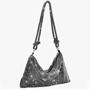 NWOT Rhinestone Black and Silver Shoulder Bag